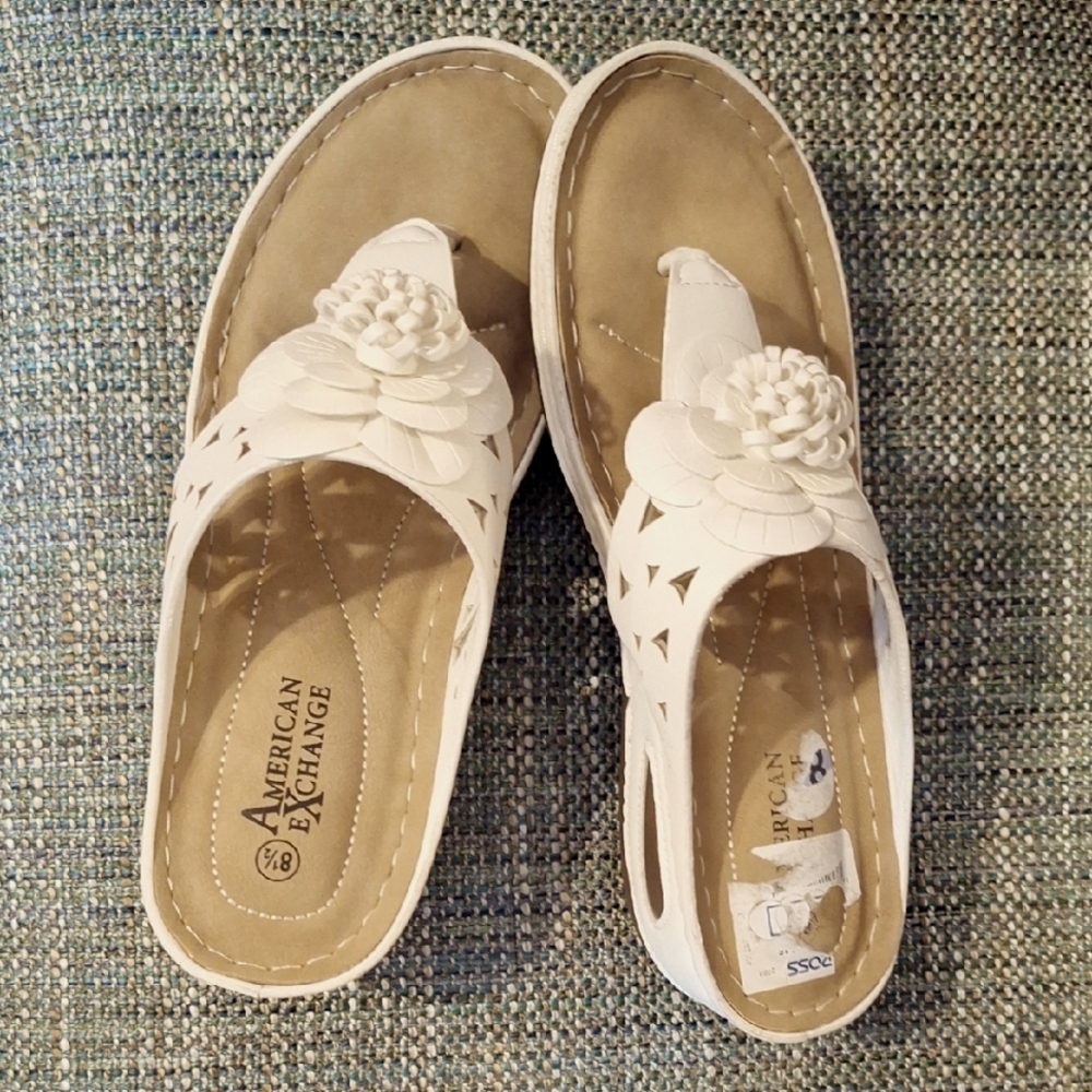 American Exchange Cream Floral Sandals